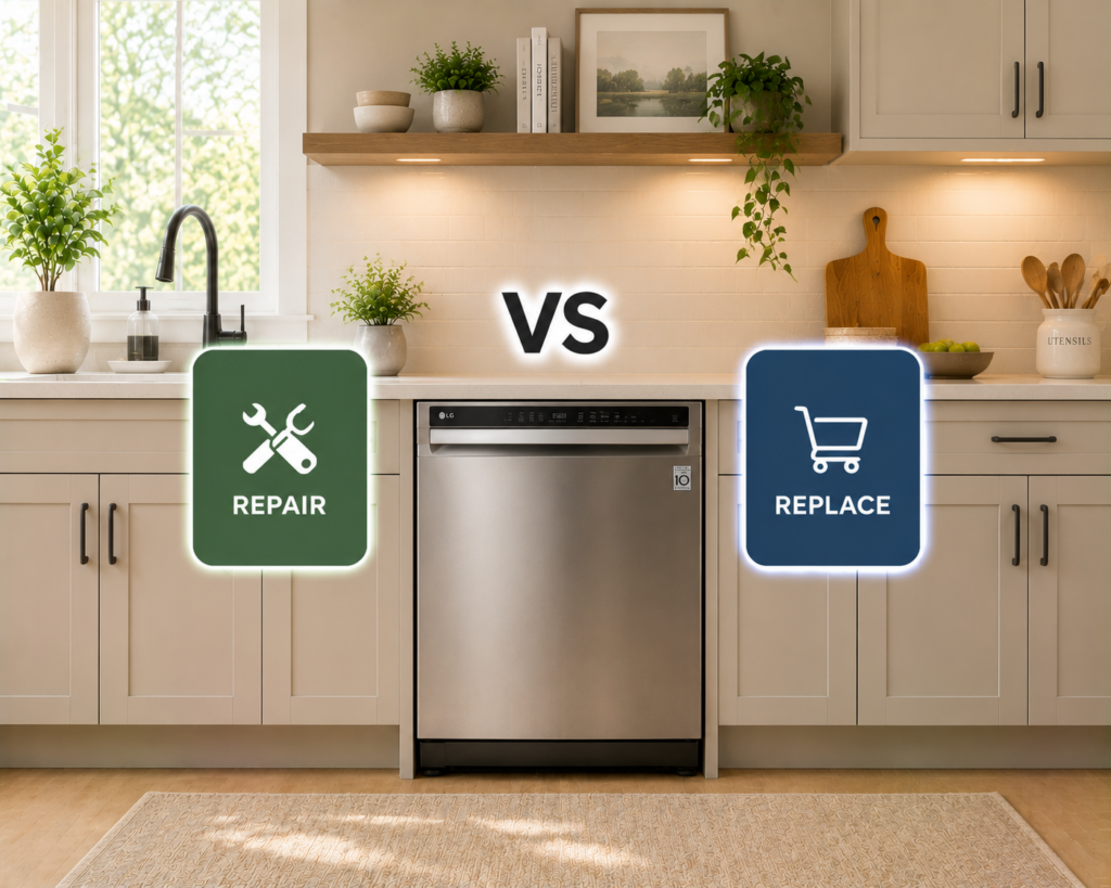 lg dishwasher repair or replace